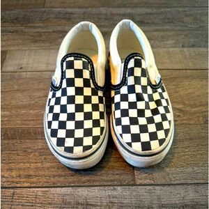 Vans for Toddler Boy size 12, Black and White Checkered Slip ons